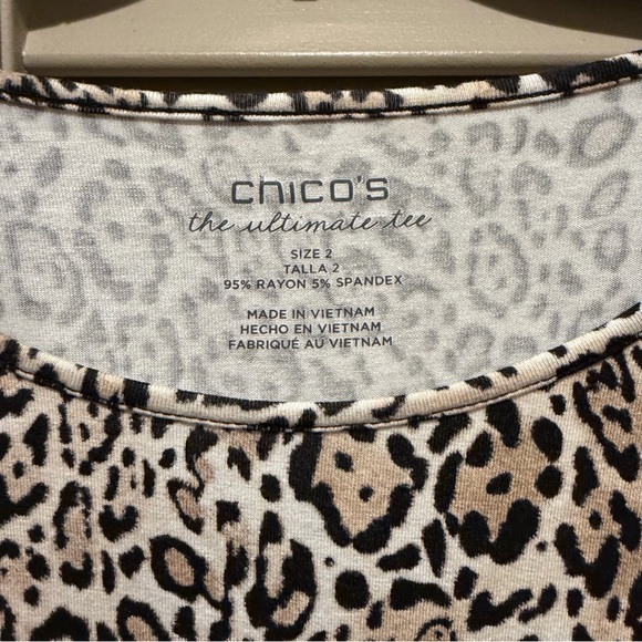 Chico's Animal Print Top in Black and Tan - Picture 3 of 3